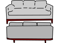 gray sofa front and back