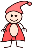 stick boy in a red cape with red hat