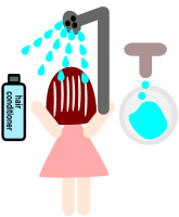 a girl use a hair conditioner