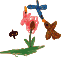 Kindergarten Art Birds, Bee, and Flower