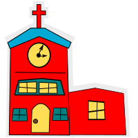 cartoon-church with a cross
