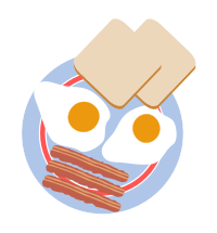Bull's eye eggs with toast and bacon