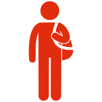 Silhouette man with bag