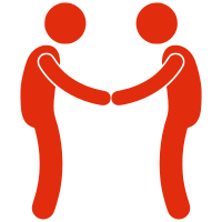 Silhouette meeting men