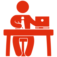 Silhouette man in a office