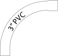 90 Degree 3" PVC Right