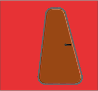Brown door in front of red wall