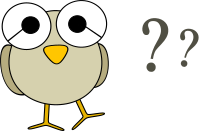 Grey bird with question marks