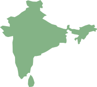 Map of India and Sri Lanka in cylindrical equal area projection