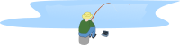 Fisherman fishing sitting by a lake