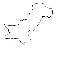 Black outline map of Pakistan