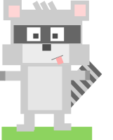 Square animal cartoon raccoon