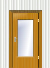 Door with cristal and wall