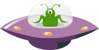 UFO in cartoon style