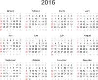 Calendar 2016