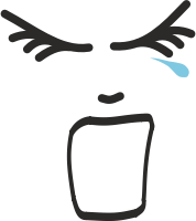 Screaming face with tear line drawing