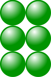 Beads quantitative picture for multiplication 3x2