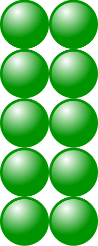Beads quantitative picture for multiplication 5x2