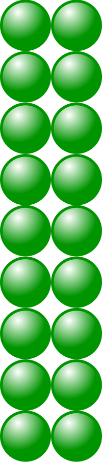 Beads quantitative picture for multiplication 9x2