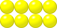 Beads quantitative picture for multiplication 2x4