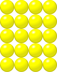 Beads quantitative picture for multiplication 5x4