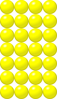 Beads quantitative picture for multiplication 7x4