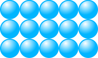 Beads quantitative picture for multiplication 3x5