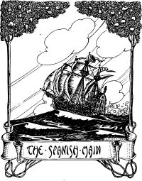 Spanish main boat engraving