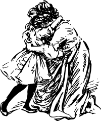 Crying girl with mother