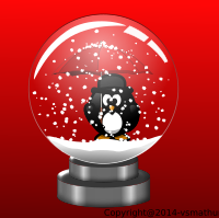 Snow Globe Pengiun With Umbrella - Red