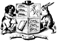 A dog and rabbit coat of arms