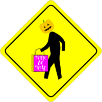 Halloween Pedestrian Caution Sign