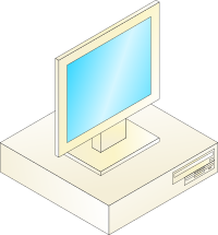 Desktop computer with monitor on top