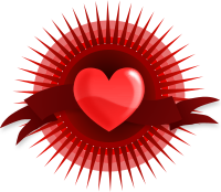 Heart with Rays and Banner