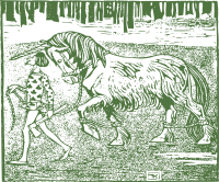 Unicorn, Man and Axe