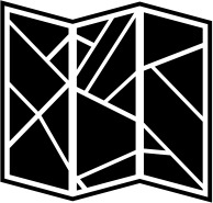 Black map icon showing straight paths
