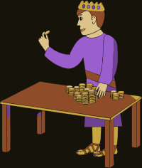 king counting his gold