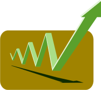 financial graph arrows green up
