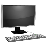 monitor gray with keyboard