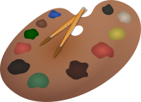 Palette and paintbrushes