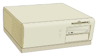 Beige mid-sized desktop computer