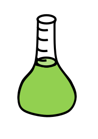 Erlenmeyer flask with green liquid
