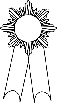 Black and white prize ribbon