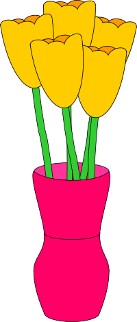 Pink vase of tulips