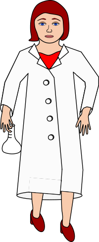 Scientist holding erlenmeyer flask
