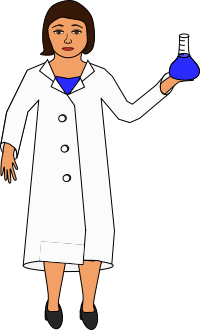 Scientist holding an erlenmeyer flask