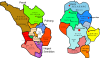 Map of Selangor and Kuala Lumpur, Malaysia