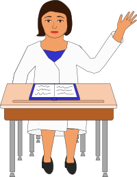 girl raising her hand at a desk