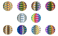Set Of 10 Shiny Metallic 3D Spheres