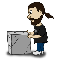 Comic characters: Guy and the stone block